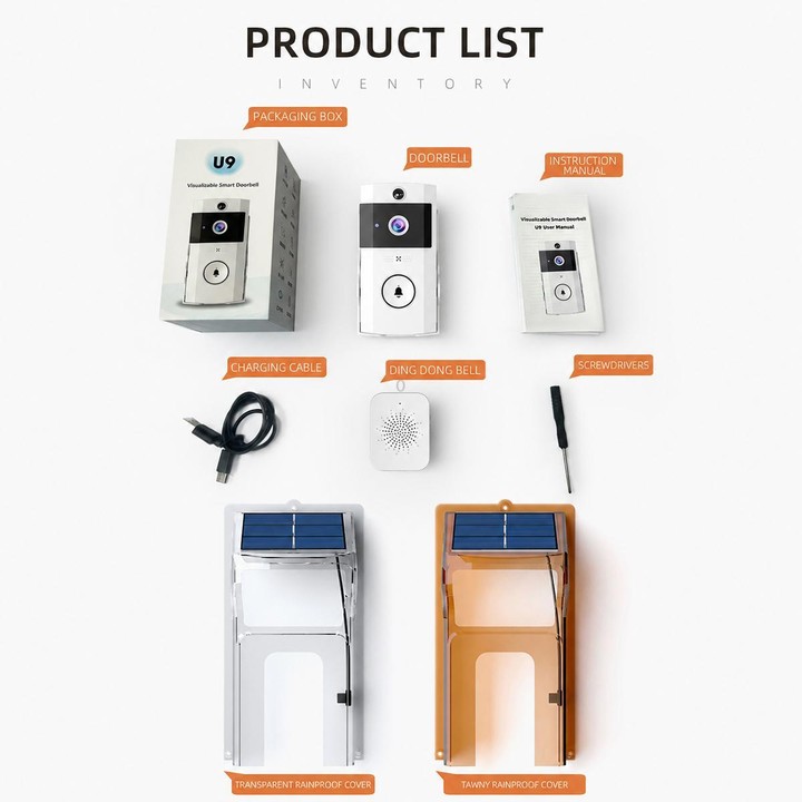 U9 1MP HD Smart Visual Doorbell Two-way Audio Camera, Model:Only Doorbell