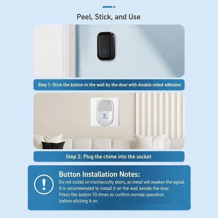 XY-802 Smart Home Wireless Doorbell 433Hz Elderly Wireless Elderly and Patients Emergency Call Button, Power Plug:US Plug(White)