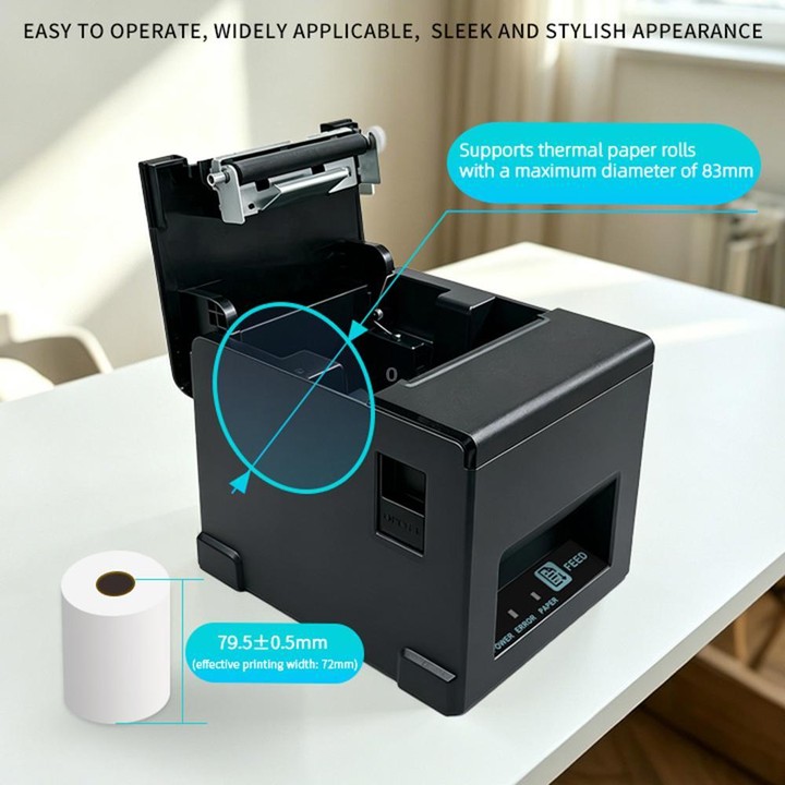 POS-8390 80mm Thermal Receipt Printer, Plug:UK Plug(Black)