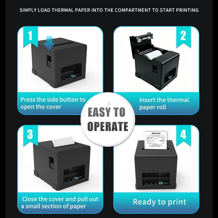 POS-8390 80mm Thermal Receipt Printer, Plug:EU Plug(Black)