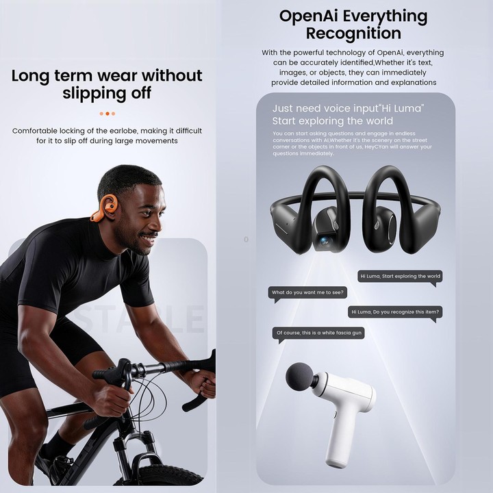 E12 Smart AI Headphones with 8MP HD Camera, Video Recording, Al Smart Voice Assistant(Orange)