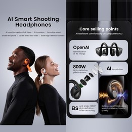 E12 Smart AI Headphones with 8MP HD Camera, Video Recording, Al Smart Voice Assistant(White)
