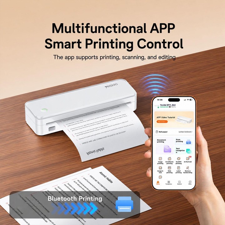 Yesido SP11 A4 Thermal Printer Bluetooth Direct Connection(White)