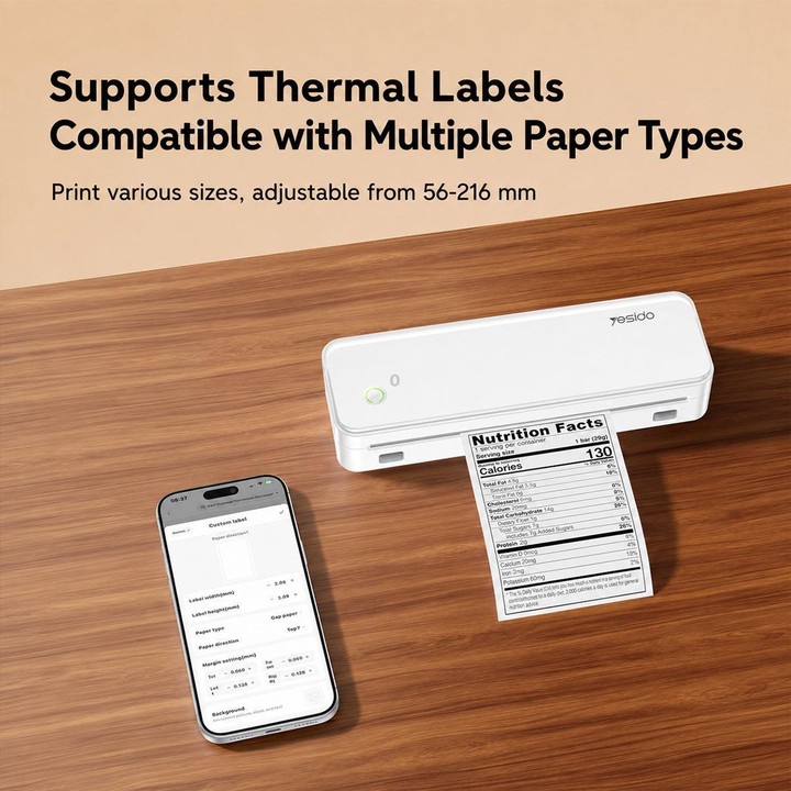 Yesido SP11 A4 Thermal Printer Bluetooth Direct Connection(White)