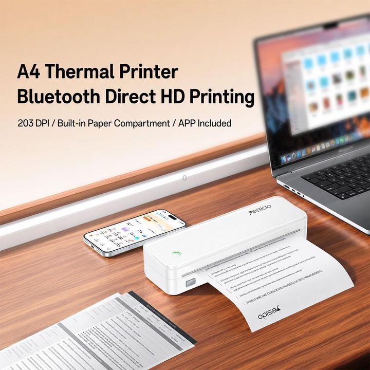 Yesido SP11 A4 Thermal Printer Bluetooth Direct Connection(White)