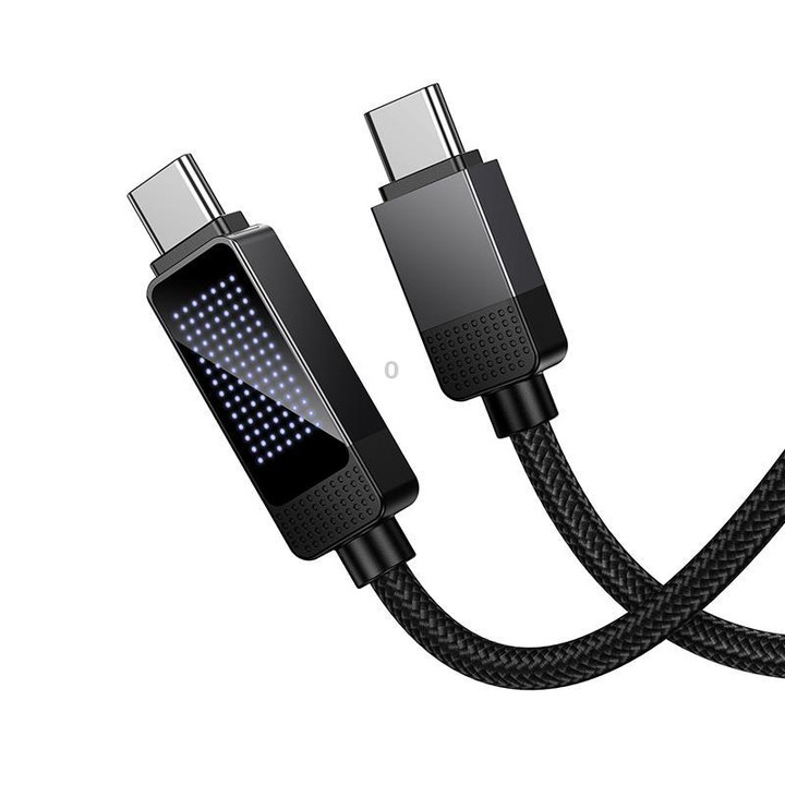 hoco U154 Matrix Type-C to Type-C 60W Digital Display Charging Data Cable, Length:1.2M(Black)
