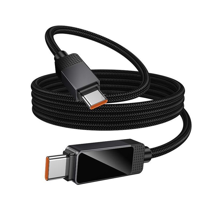 hoco U154 Matrix Type-C to Type-C 60W Digital Display Charging Data Cable, Length:1.2M(Black)