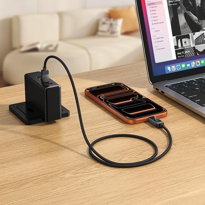 hoco U154 Matrix Type-C to Type-C 60W Digital Display Charging Data Cable, Length:1.2M(Black)