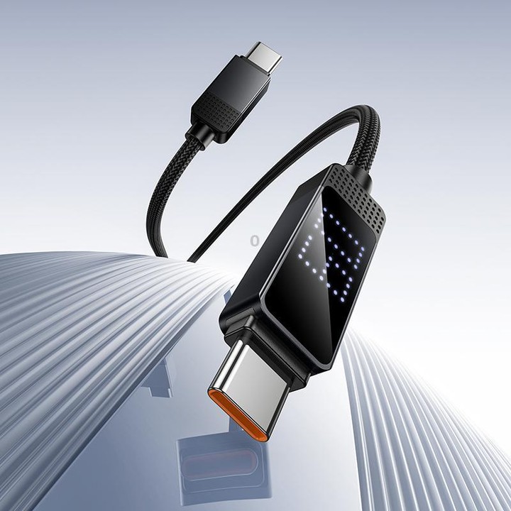 hoco U154 Matrix Type-C to Type-C 60W Digital Display Charging Data Cable, Length:1.2M(Black)