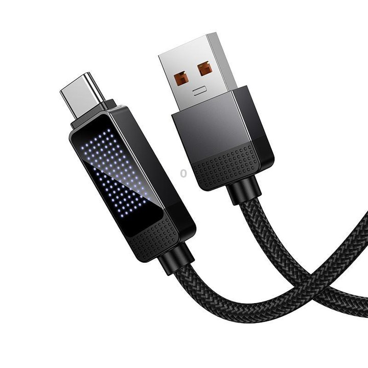 hoco U154 Matrix USB-A to Type-C 100W Digital Display Charging Data Cable, Length:1.2M(Black)