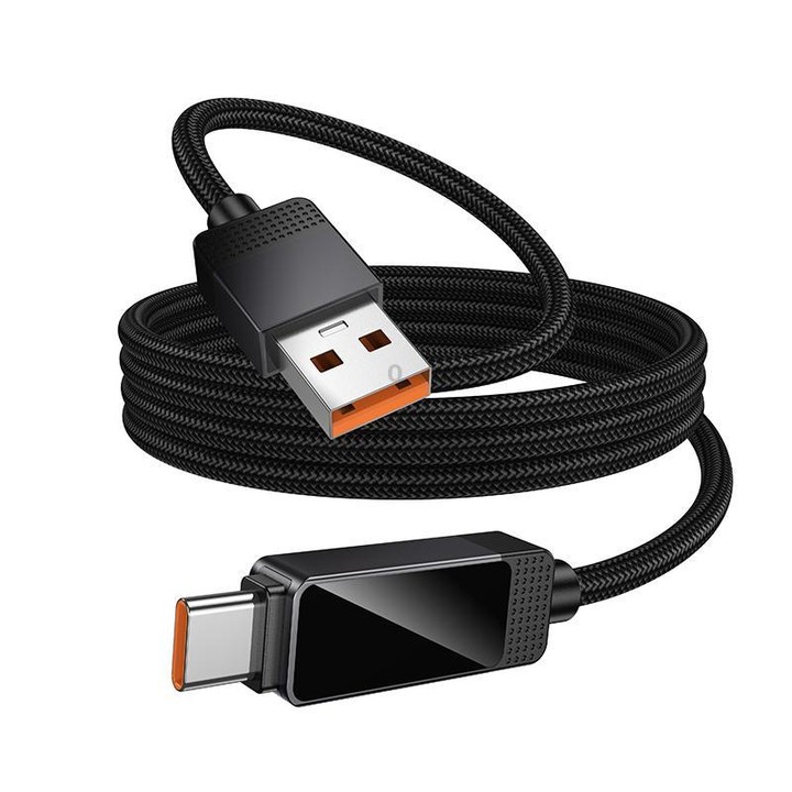 hoco U154 Matrix USB-A to Type-C 100W Digital Display Charging Data Cable, Length:1.2M(Black)