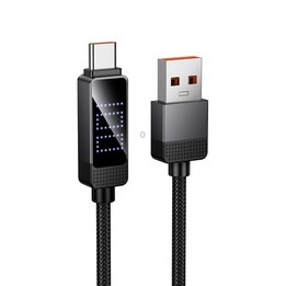 hoco U154 Matrix USB-A to Type-C 100W Digital Display Charging Data Cable, Length:1.2M(Black)