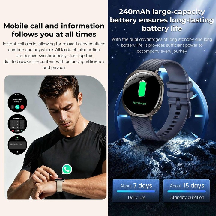 M301 Smart Watch, 1.32 inch AMOLED Screen, Heart Rate, Blood Oxygen, Blood Pressure, Women Health, Voice Assistant(Black)