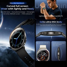 M301 Smart Watch, 1.32 inch AMOLED Screen, Heart Rate, Blood Oxygen, Blood Pressure, Women Health, Voice Assistant(Black)