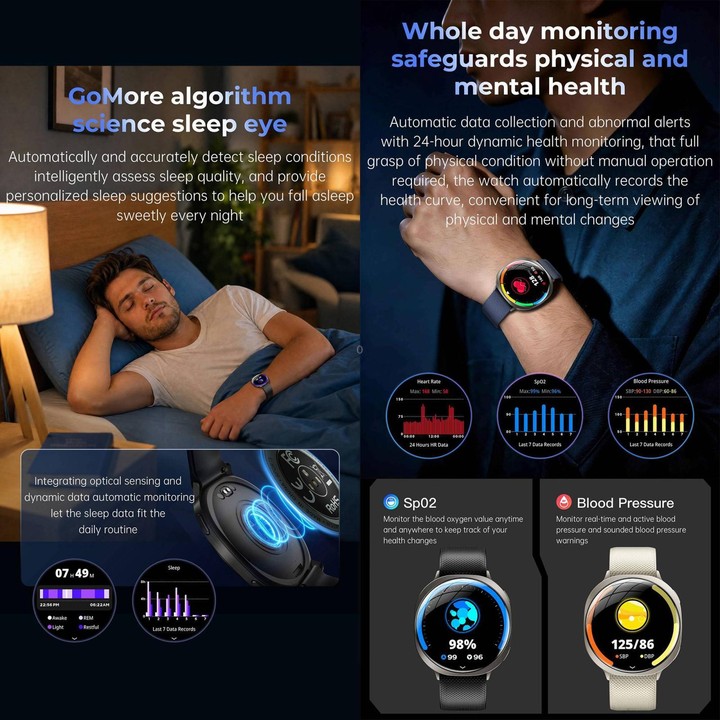 M301 Smart Watch, 1.32 inch AMOLED Screen, Heart Rate, Blood Oxygen, Blood Pressure, Women Health, Voice Assistant(Black)