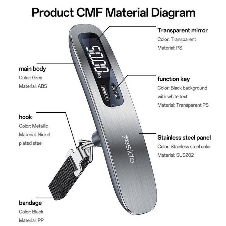 Yesido MG41 Handheld Electronic Luggage Scale(Silver)