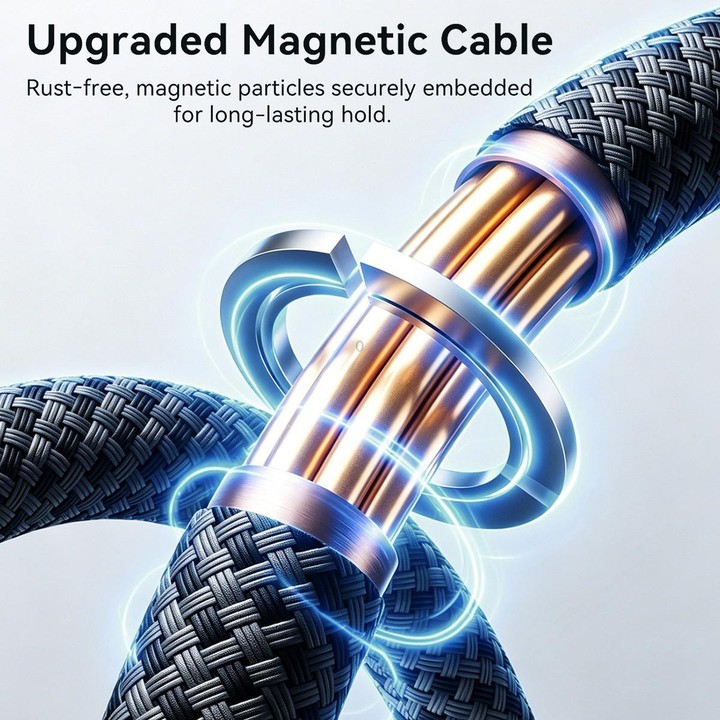 JOYROOM S-A65 MagEase Series 1.2M Magnetic Self-Winding Charging Data Cable, Port:Type-C to Type-C(Black)