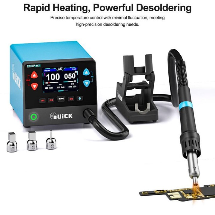 QUICK M7 1000W 9-Channel HD Digital Display Intelligent Hot Air Gun Desoldering Station(US Plug)