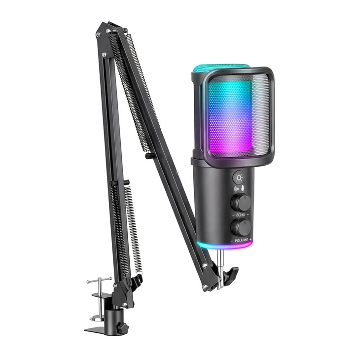 ONIKUMA M530 USB Condenser Microphone RGB Gaming Mic for Streaming(Black)