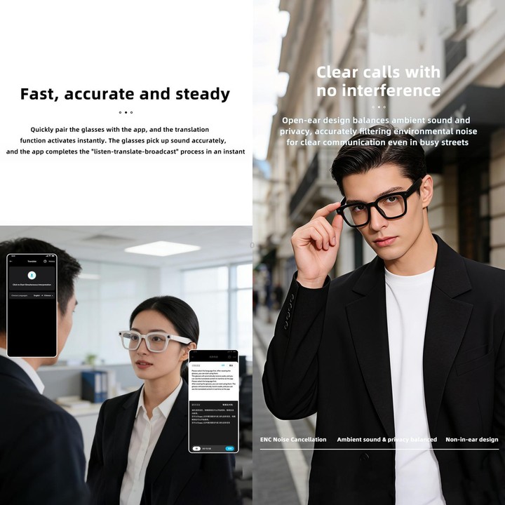 V03 Pro Smart AI Glasses with 8MP HD Camera, Video Recording WiFi Transmission, Al Smart Voice Assistant, Type:Anti Blue Light L
