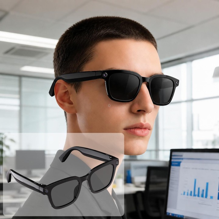V03 Pro Smart AI Glasses with 8MP HD Camera, Video Recording WiFi Transmission, Al Smart Voice Assistant, Type:Sunglasses(Black)