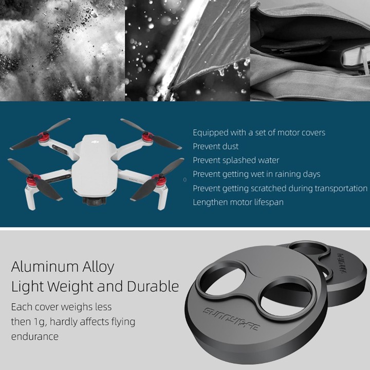 Sunnylife Dust-proof Waterproof Aluminum Alloy Motor Cover for DJI Mini 3 Pro/Mavic Mini/Mini SE(Black)