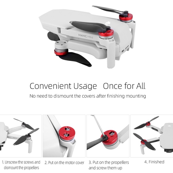 Sunnylife Dust-proof Waterproof Aluminum Alloy Motor Cover for DJI Mini 3 Pro/Mavic Mini/Mini SE(Red)