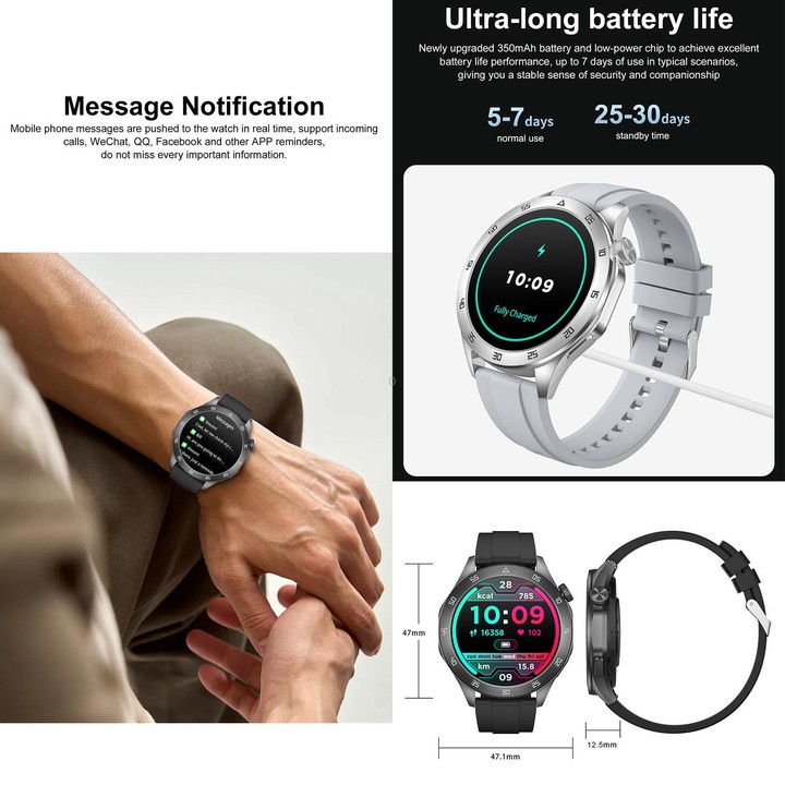 QS39 Smart Watch, 1.45 inch Screen, BT Call, Heart Rate, Blood Oxygen, Blood Pressure(Silver)