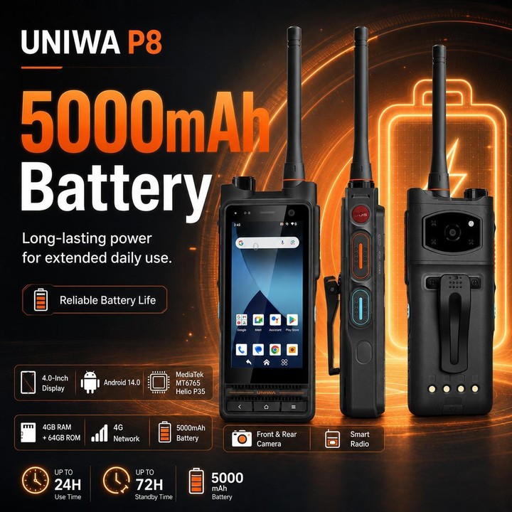 UNIWA P8 UHF Walkie-Talkie Rugged Phone, 4GB+64GB, 4.0 inch Android 14.0 Mediatek MT6762 Octa Core, Network: 4G, OTG, Plug:AU Pl
