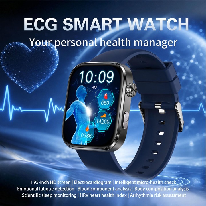 GE53 Smart Watch, 1.92 inch Screen, BT Call, ECG, ECG Heart Rate, Blood Oxygen, Blood Pressure(Black)