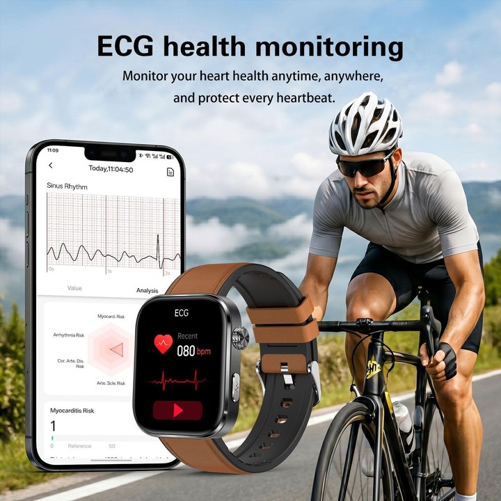 GE53 Smart Watch, 1.92 inch Screen, BT Call, ECG, ECG Heart Rate, Blood Oxygen, Blood Pressure(Black)