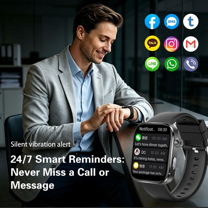 GE53 Smart Watch, 1.92 inch Screen, BT Call, ECG, ECG Heart Rate, Blood Oxygen, Blood Pressure(Black)