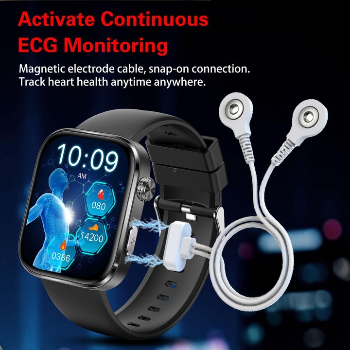 GE53 Smart Watch, 1.92 inch Screen, BT Call, ECG, ECG Heart Rate, Blood Oxygen, Blood Pressure(Black)