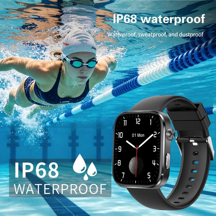 GE53 Smart Watch, 1.92 inch Screen, BT Call, ECG, ECG Heart Rate, Blood Oxygen, Blood Pressure(Black)