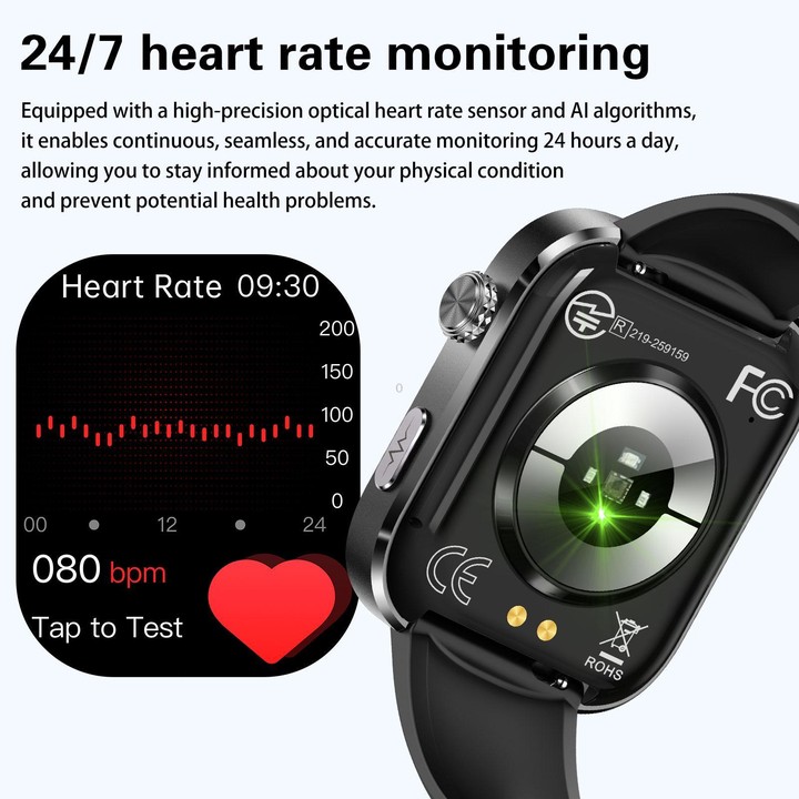 GE53 Smart Watch, 1.92 inch Screen, BT Call, ECG, ECG Heart Rate, Blood Oxygen, Blood Pressure(Black)