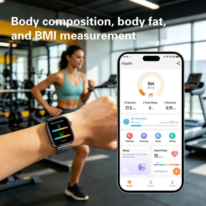 GE53 Smart Watch, 1.92 inch Screen, BT Call, ECG, ECG Heart Rate, Blood Oxygen, Blood Pressure(Black)