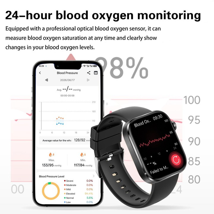 GE53 Smart Watch, 1.92 inch Screen, BT Call, ECG, ECG Heart Rate, Blood Oxygen, Blood Pressure(Black)