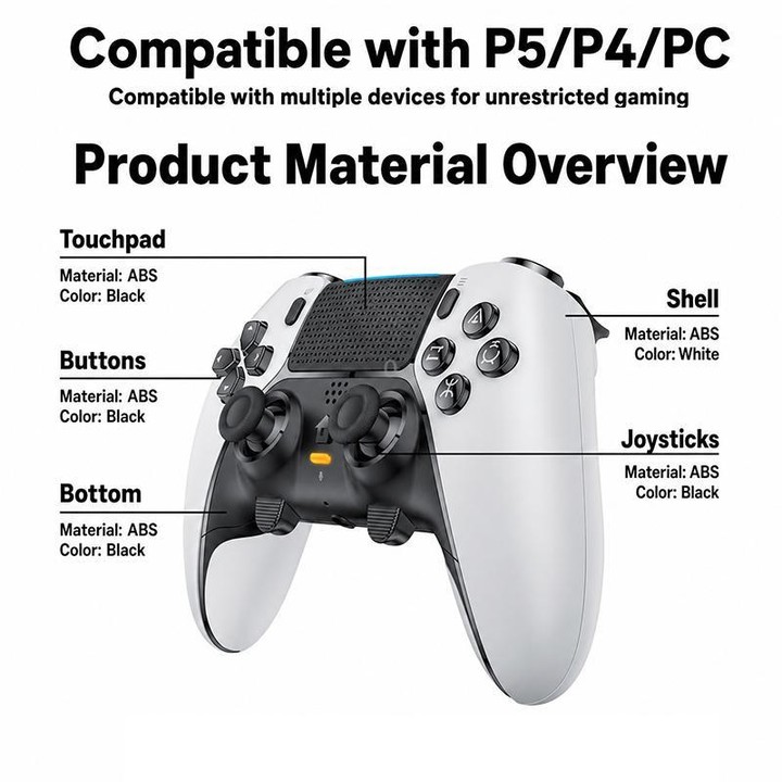 For PS5 / PS4 / PC Yesido KB48 P5 Wireless Game Controller(White)