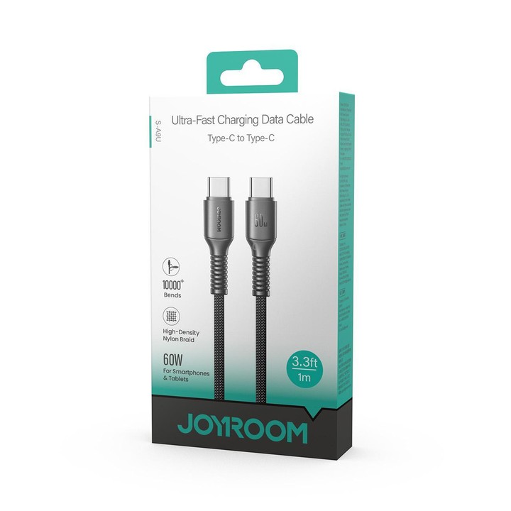 JOYROOM S-A9U Long-Lasting Series Type-C to Type-C 60W Fast Charging Data Cable, Length: 1m(Black)