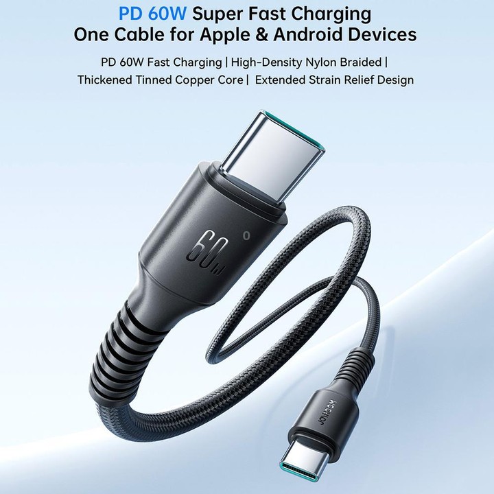 JOYROOM S-A9U Long-Lasting Series Type-C to Type-C 60W Fast Charging Data Cable, Length: 1m(Black)