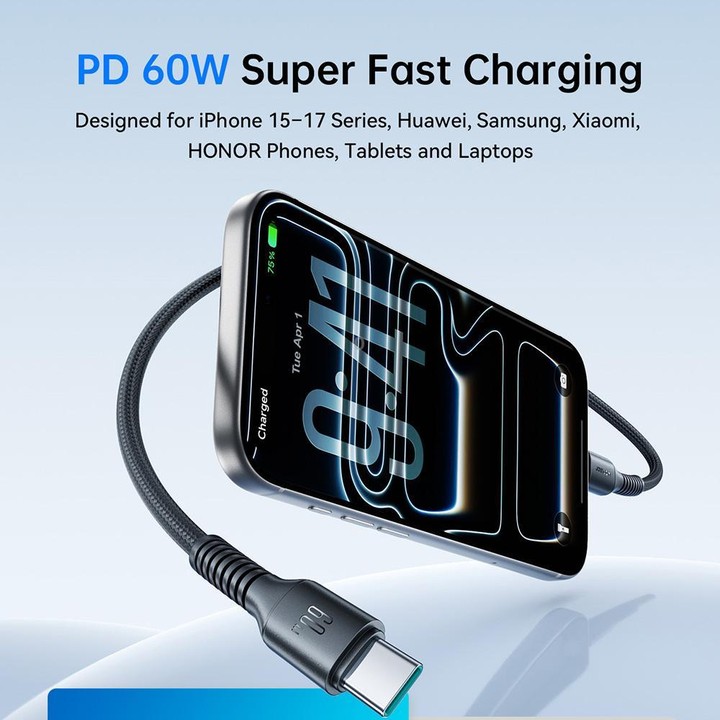 JOYROOM S-A9U Long-Lasting Series Type-C to Type-C 60W Fast Charging Data Cable, Length: 1m(Black)