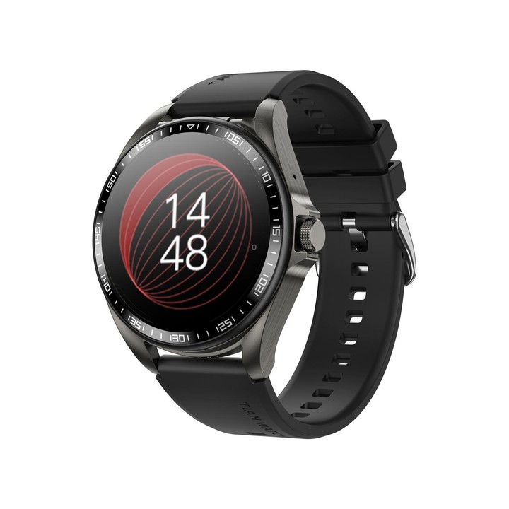 F36 1.46 inch HD Screen 2 in 1 Wireless Earphone Smart Watch, Support Dual-Device Connection(Black+Black Silicone)