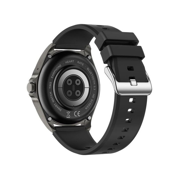 F36 1.46 inch HD Screen 2 in 1 Wireless Earphone Smart Watch, Support Dual-Device Connection(Black+Black Silicone)