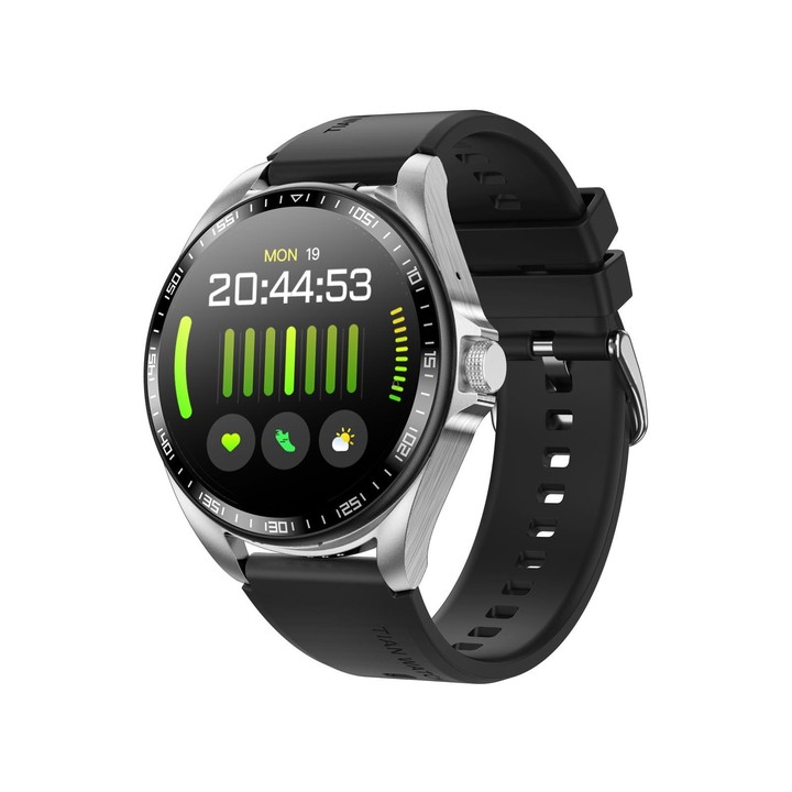 F36 1.46 inch HD Screen 2 in 1 Wireless Earphone Smart Watch, Support Dual-Device Connection(Silver+Black Silicone)