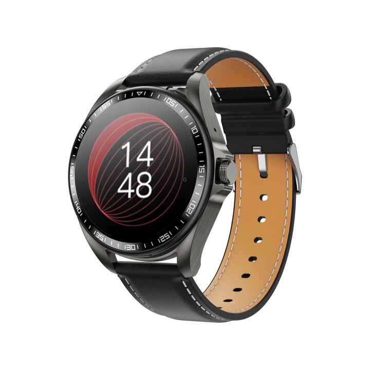 F36 1.46 inch HD Screen 2 in 1 Wireless Earphone Smart Watch, Support Dual-Device Connection(Black+Black PU Leather)