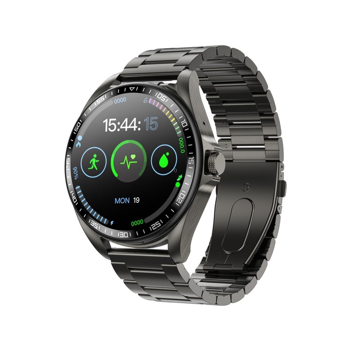 F36 1.46 inch HD Screen 2 in 1 Wireless Earphone Smart Watch, Support Dual-Device Connection(Black+Black Steel)