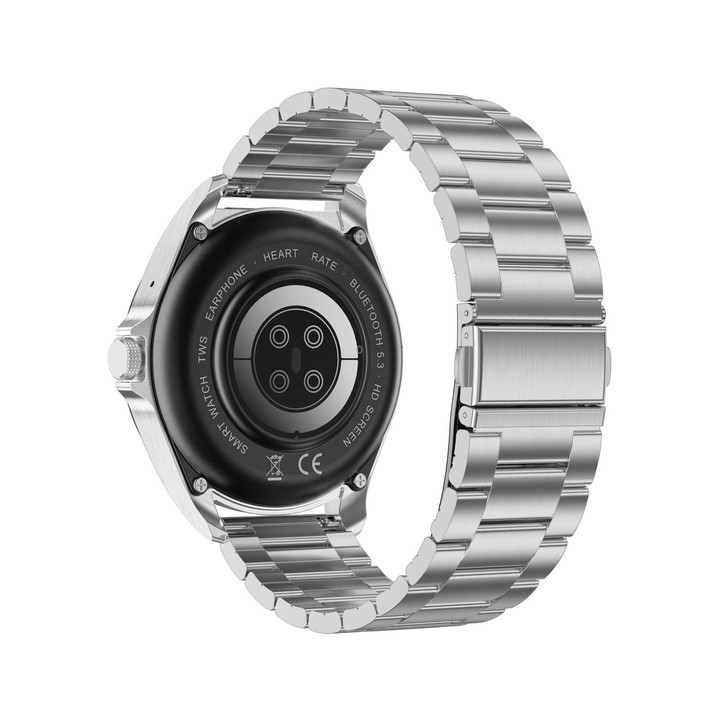 F36 1.46 inch HD Screen 2 in 1 Wireless Earphone Smart Watch, Support Dual-Device Connection(Silver+Silver Steel)