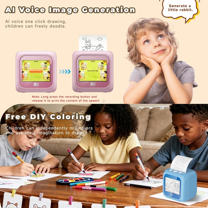B6 AI Intelligent Kids Printer with 2.8-inch Screen(Blue)