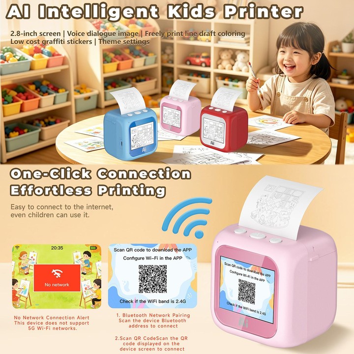 B6 AI Intelligent Kids Printer with 2.8-inch Screen(Blue)