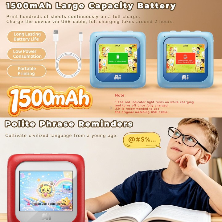 B6 AI Intelligent Kids Printer with 2.8-inch Screen(Blue)